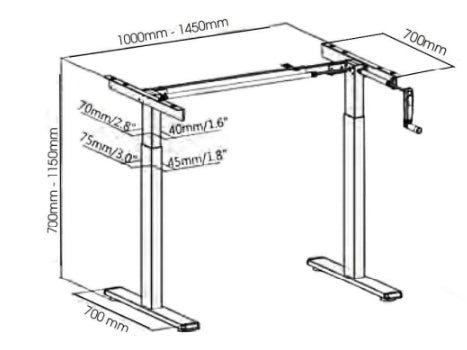 Crano Manual Height Adjustable Desk
