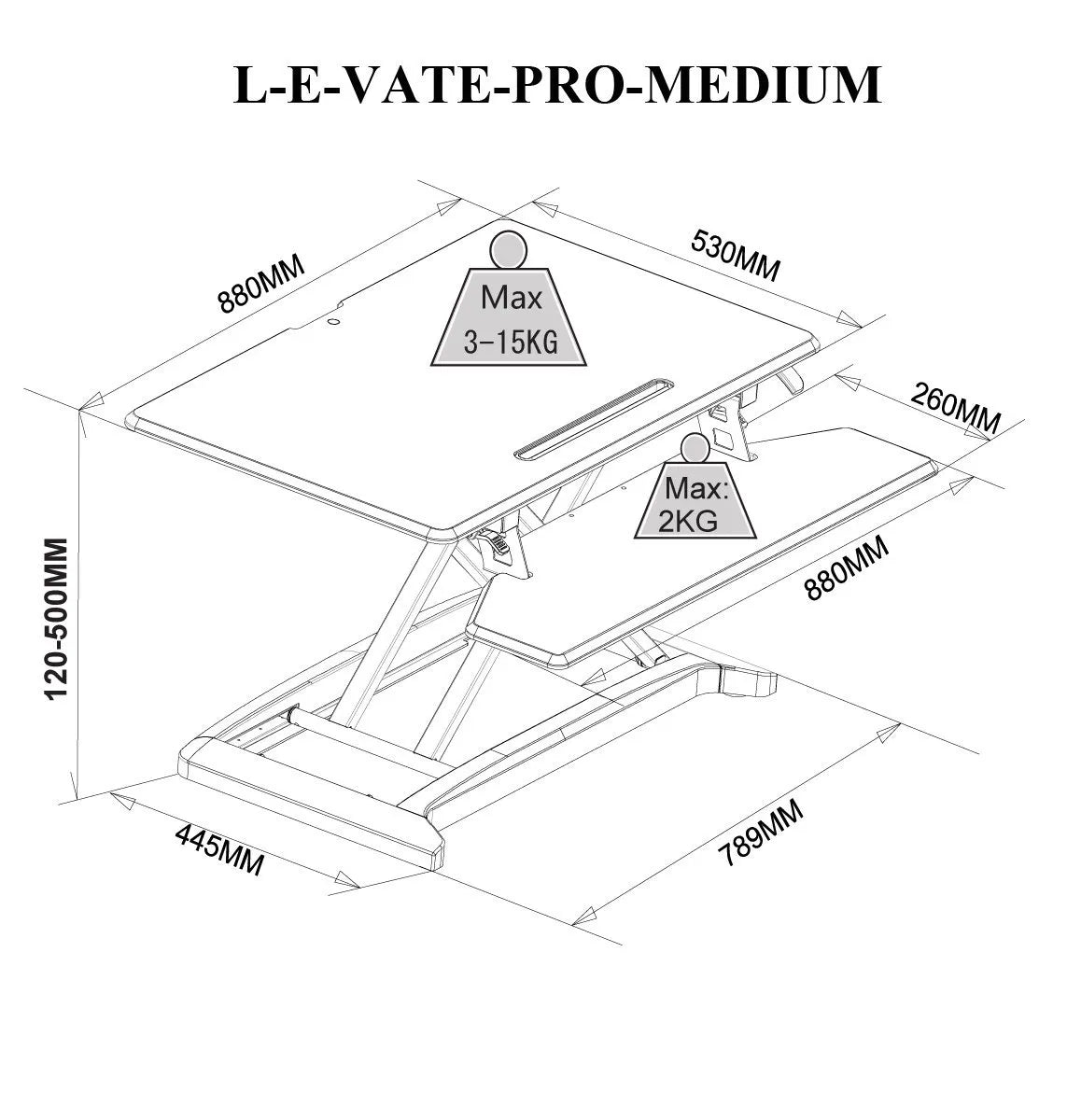 L-E-Vate Desk Top Platform Medium