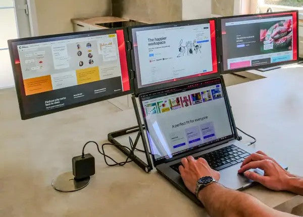 Doxa Pro 3 Portable Triple Monitor with Adjustable Stand